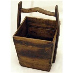 Antique Square Wooden Well Bucket #2256563