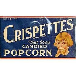 old 1920s CRISPETTES CANDIED POPCORN sign #2256584
