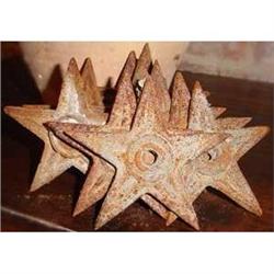 3 ANTIQUE CAST IRON RUST BARN STARS 1920S #2256602