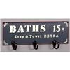 Image 1 : HOT SPRINGS BATH METAL SIGN W HOOKS / BATHROOM #2256750