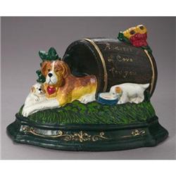 CAST IRON PAINTED DOG DOOR STOP #2256761