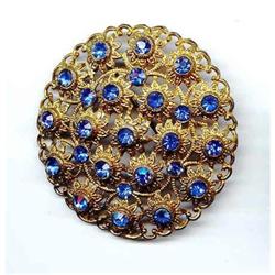 SALE Blue Rhinestone Filigree Vintage Enticing #2256868