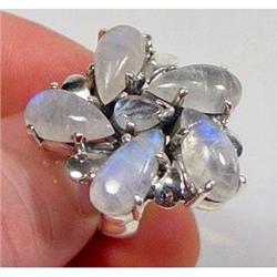 Gleaming Rainbow Moonstone Cluster Ring #2257223