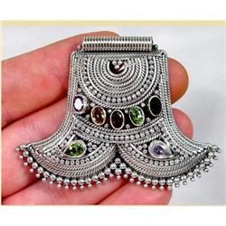 Colorful Gemstone Designer Sterling  Pendant #2257235