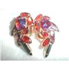 Image 1 : CARNEGIE RUBY COLOR RHINESTONE EARINGS - SIGNED#2258126