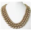 Image 1 : 3 STRANDS CHAMPAGNE SOUTH SEA SHELL PEARL #2258681