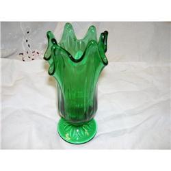 Fenton signed green  Swing Vase - GA 0047 #2258778