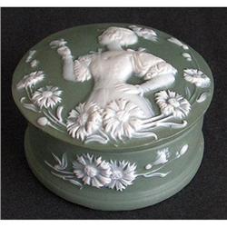 Schafer & Vater Green LADY w BUTTERFIES Jar #2265859