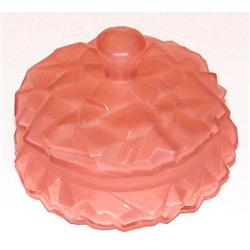 Pink CUBIC Art Deco Satin Glass Powder Jar #2265915