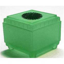 SUNBURST Jadite Green Satin Glass Dresser Jar #2265955