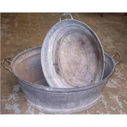 VINTAGE  GALVANIZED STEEL PLANTER / WASHTUB #2266039