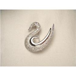 Estate 14K WG White Gold Diamond Swan Brooch #2266142