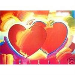 RARE! PETER MAX  LOVE TWO HEARTS HAND SIGNED #2266257