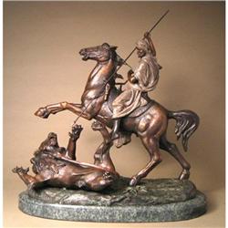 CLASSIC BRONZE THE HUNT OF THE LION SCULPTURE #2266260