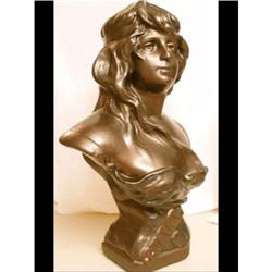 OLD NOUVEAU Goddess HUGE Bronze bust statue #2266283