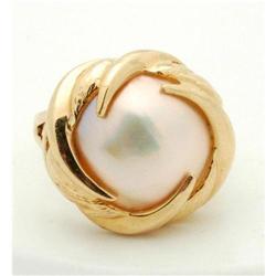 14K  Gold Lusterous Large 15 mm Mabe Pearl 4.5 #2266382