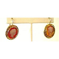 Pair of Victorian Gold & Cameo Earrings #2266581