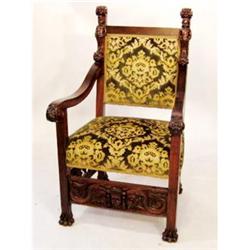 BE 19th Century Carved Wood Arm Chair #2279443