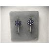 Image 1 : 18K Black Gold Diamond Sapphire Floral Hoops #2279795