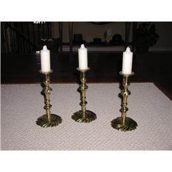 Three Early Brass Candle Sticks #2279914