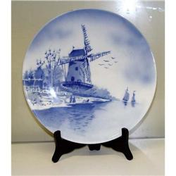 19c German Delft Pottery Windmill Charger #2280078