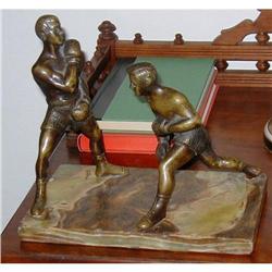 Exceptional Vintage Bronze Boxers Statue #2280094