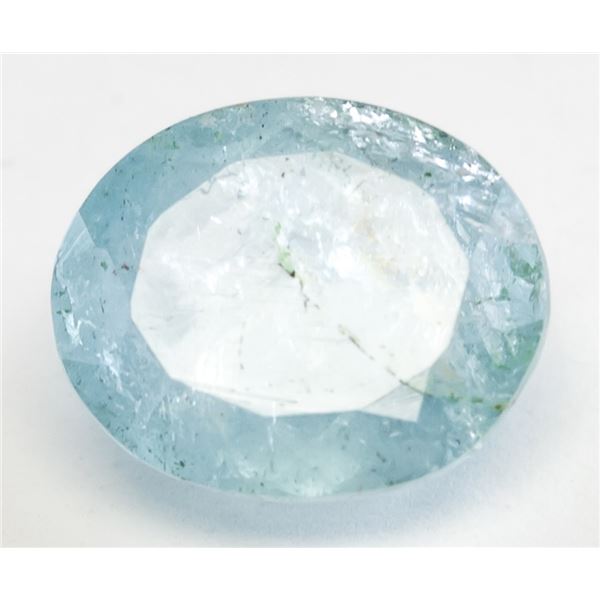 3.41ct Oval Cut Faint Blue Aquamarine IDT