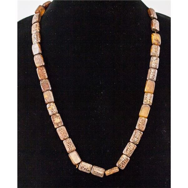 Chinese Amber Carved Necklace