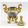 Image 4 : Chinese Cloisonne Censer with Tripod Lion Legs