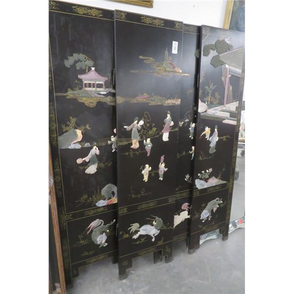 Mother of Pearl Oriental 4 Panel Privacy Screen