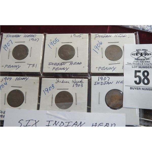 Asst. Indian Head Pennies 1900's (6)