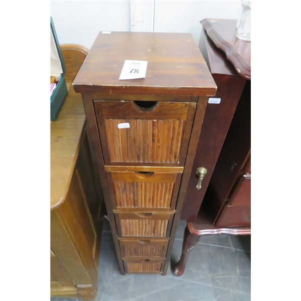 Mahogany 5 Drawer Slender Basket Stand 10  x 8  x 36 