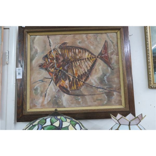 Framed Fish Oil On Canvas (2) 30  x 25  / 16  x 30  Not