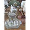 Image 1 : Lot of Glass Trays, S/S Make-Up Brushes, Trinket Boxes,