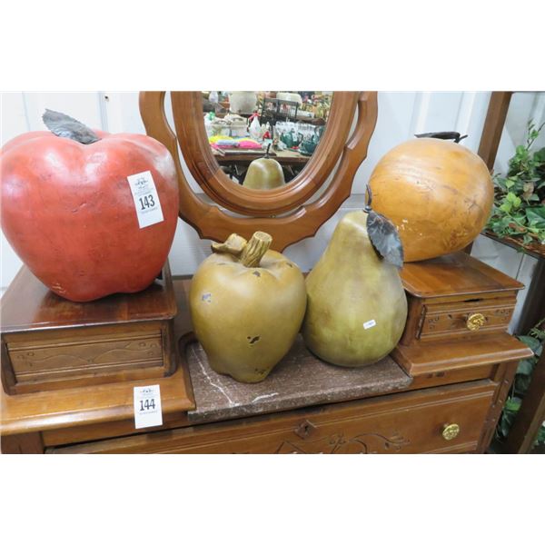 4-Large Fruit Décor Apple/Peach/Pear - 4 X $