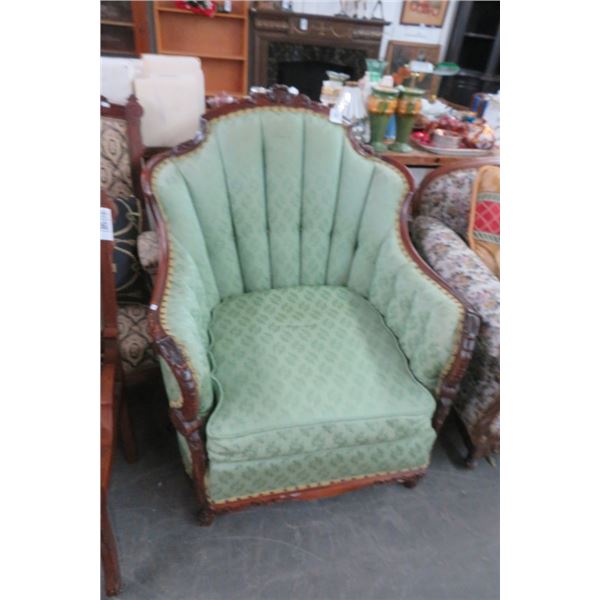 Ornate Green Padded Victorian Chair