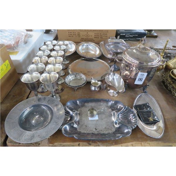 Silverplate Serving Trays, Dishes & Cups