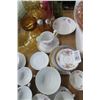 Image 2 : Lot of Tea Cups & Colored Glass Jars & Dishes