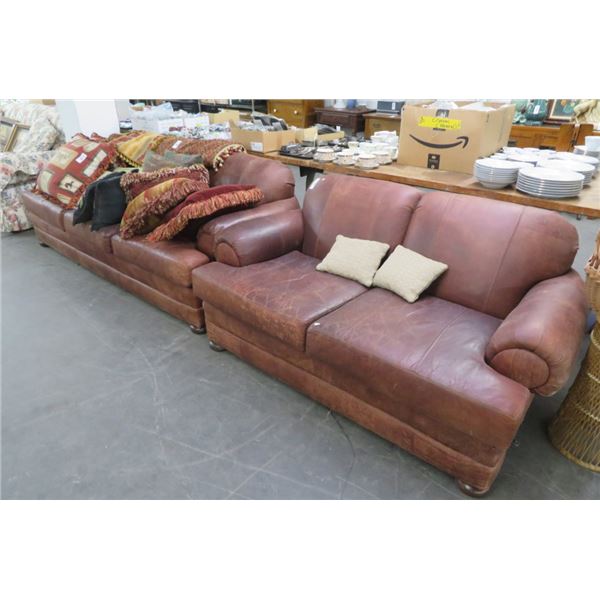 Norwalk Brown Leather Loveseat