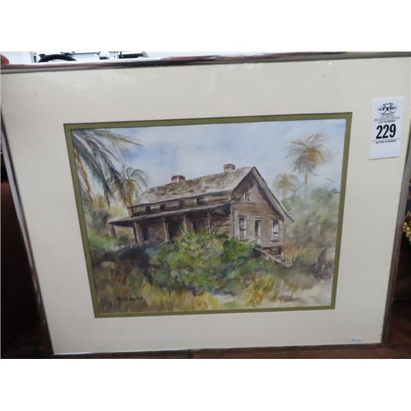 Framed Cottage Print Artist G. Davis - 20" x 16"