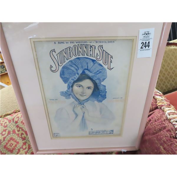 Framed Sunbonnet Print 17  x 20 