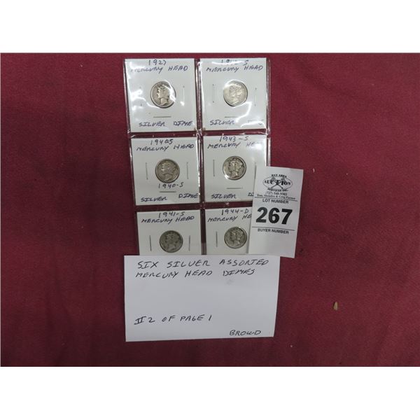 Silver Mercury Head Dimes (6)