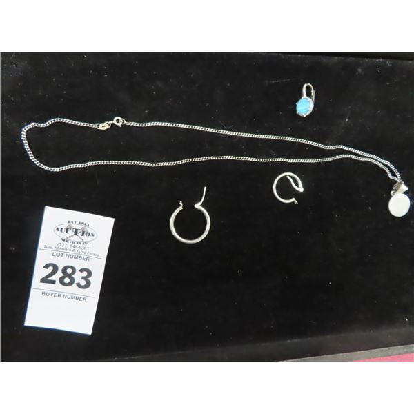 Silver Necklace & 3 Earrings