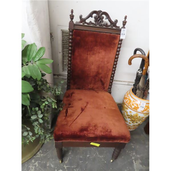 Cloth Padded Victorian Mahogany Side Chair