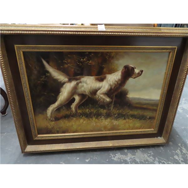 Framed Oil On Canvas  Pointer  Signed Andrew 35  x 47 