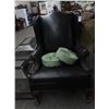 Image 1 : Hickory Black Leather Wingback Chair
