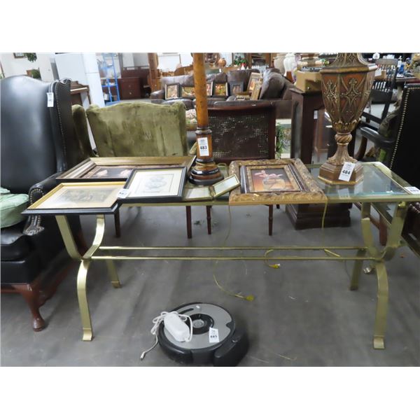 2 Pc. Brass & Glass Table