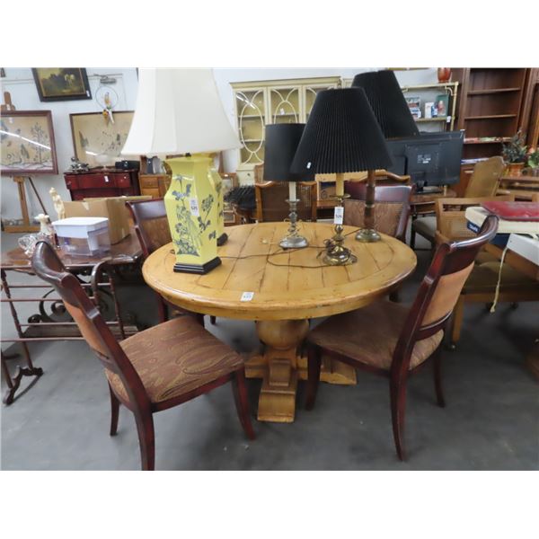 Cherry Distressed Round Dining Table w/4 Chairs