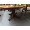 Image 1 : Round Tiger Oak Claw Foot Dining Table w/Leaf