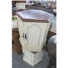 Image 1 : Bone/Cherry Top Sectagonal End Table Cabinet (2)